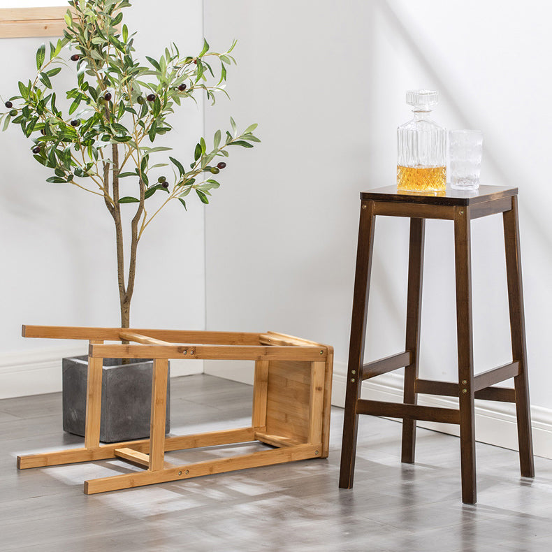 Dining Room Simple Wood Barstool Wood 4 Legs Bar Stool with Pedal