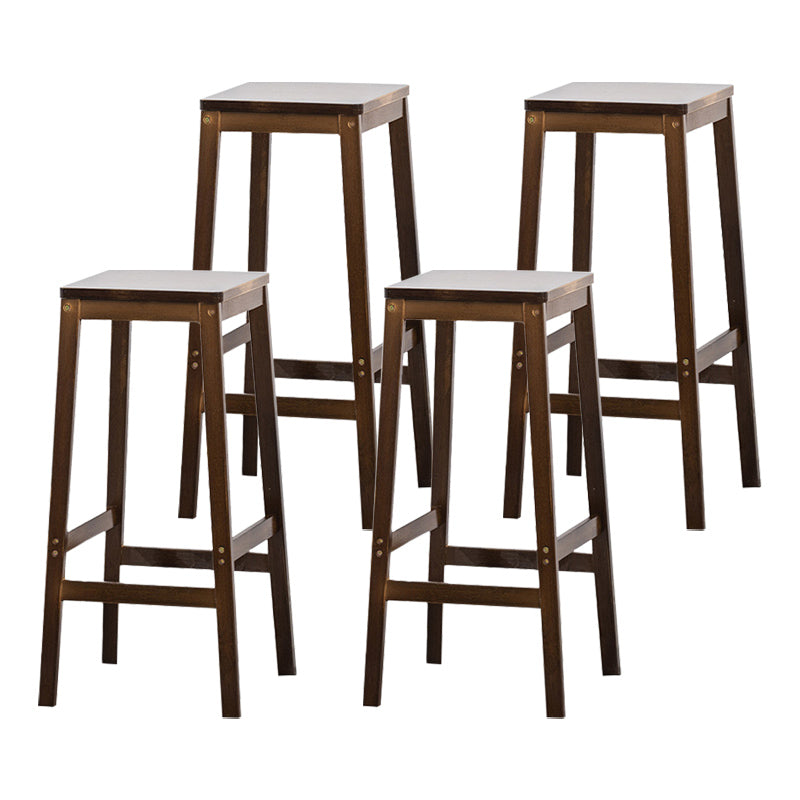 Dining Room Simple Wood Barstool Wood 4 Legs Bar Stool with Pedal