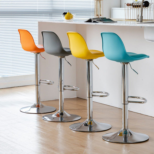 Living Room Nordic Liftable Barstool Leather Bar Stool with Silver Base