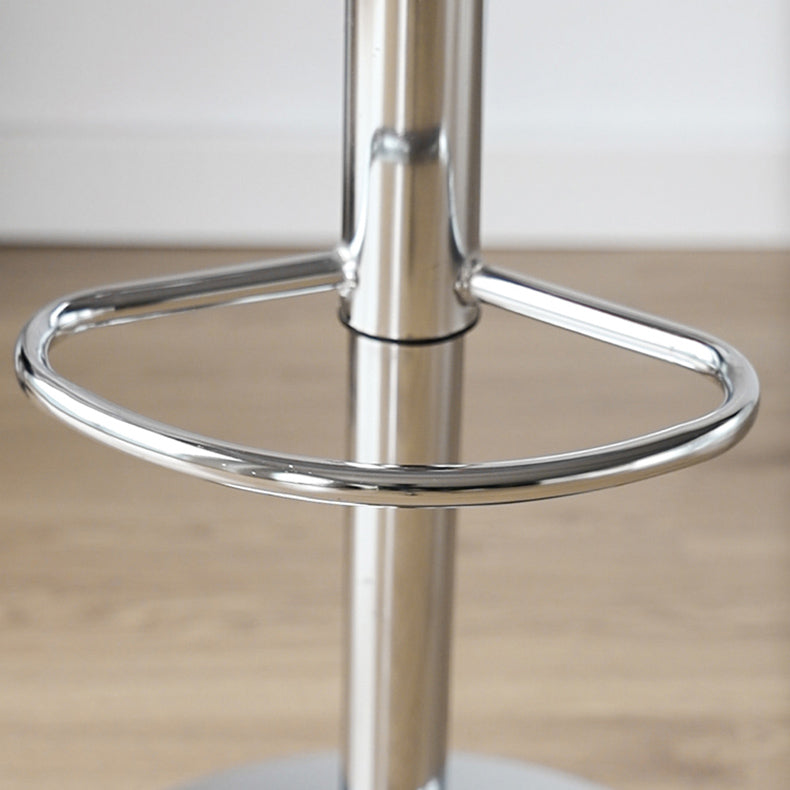 Living Room Nordic Liftable Barstool Leather Bar Stool with Silver Base