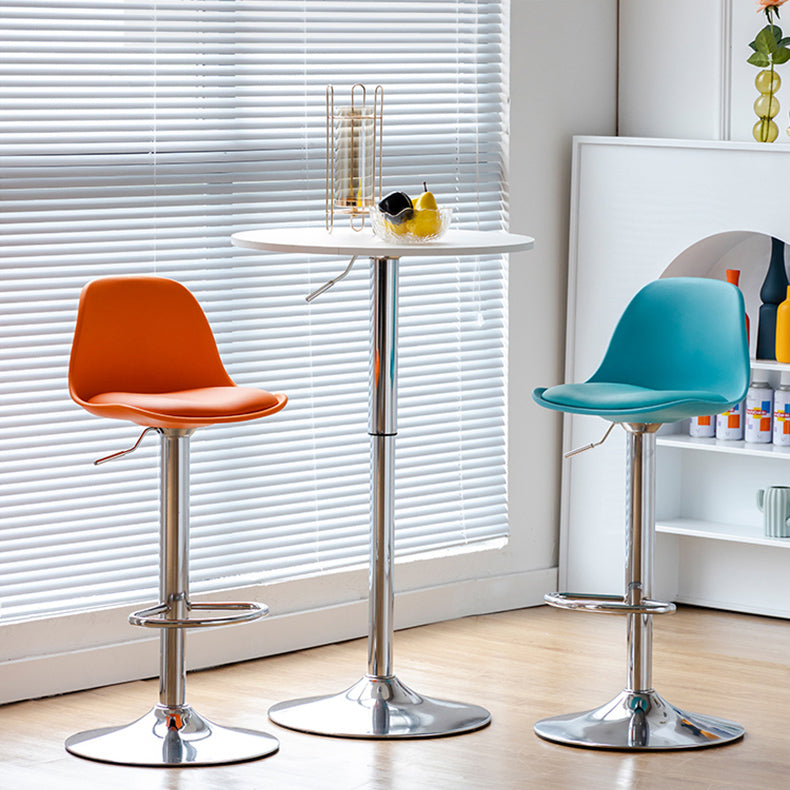 Living Room Nordic Liftable Barstool Leather Bar Stool with Silver Base