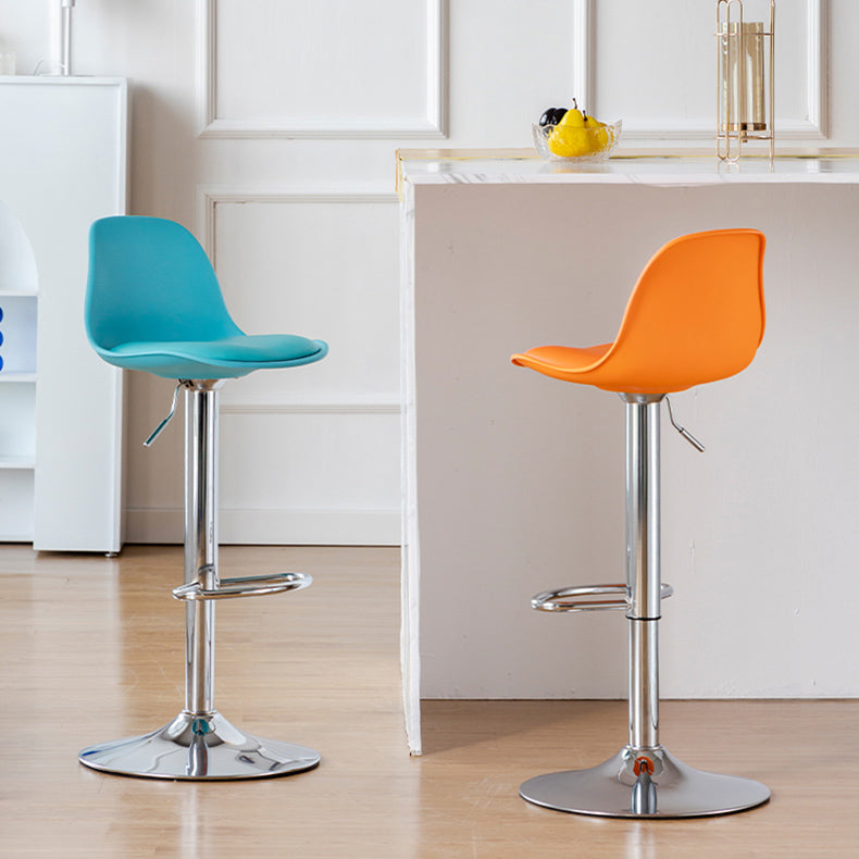 Living Room Nordic Liftable Barstool Leather Bar Stool with Silver Base