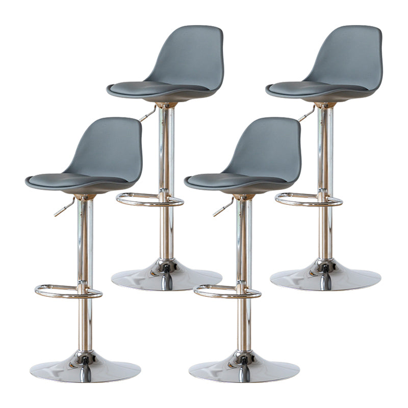 Living Room Nordic Liftable Barstool Leather Bar Stool with Silver Base