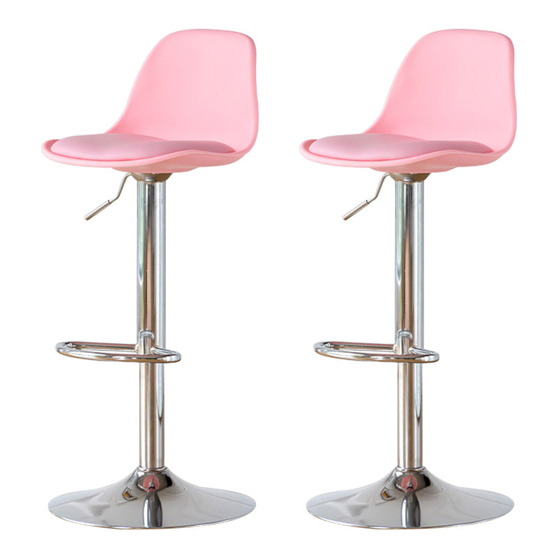 Living Room Nordic Liftable Barstool Leather Bar Stool with Silver Base