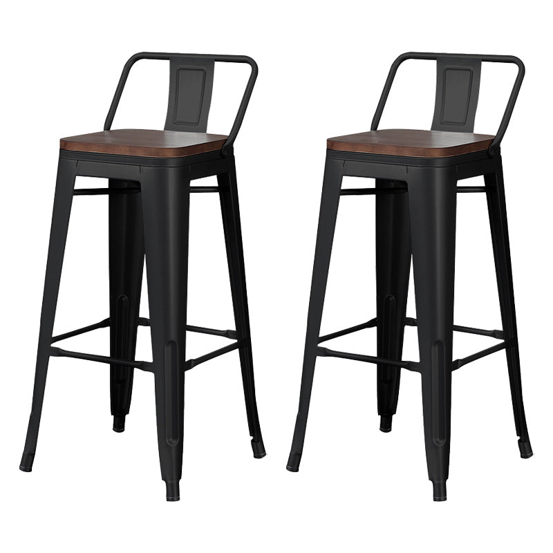 Industrial Wood Top Barstool Iron 4 Legs Bar Stool for Coffee Shop