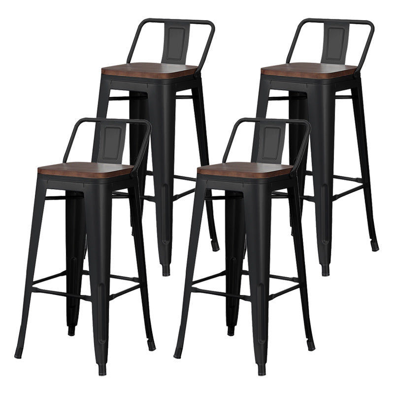 Industrial Wood Top Barstool Iron 4 Legs Bar Stool for Coffee Shop