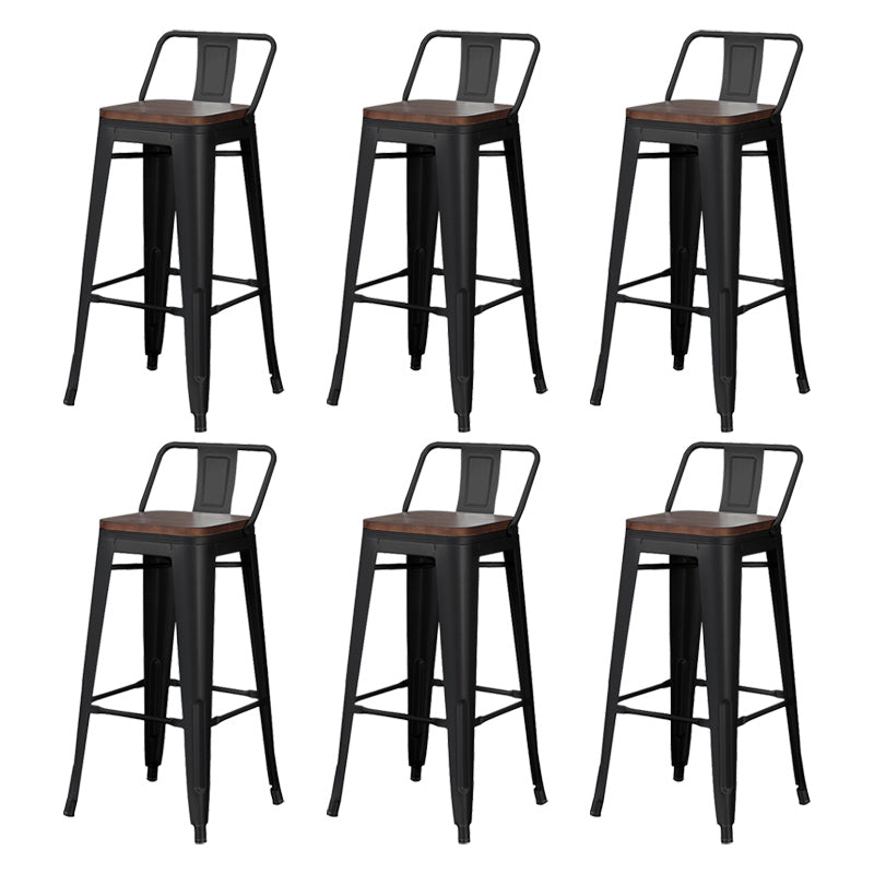 Industrial Wood Top Barstool Iron 4 Legs Bar Stool for Coffee Shop