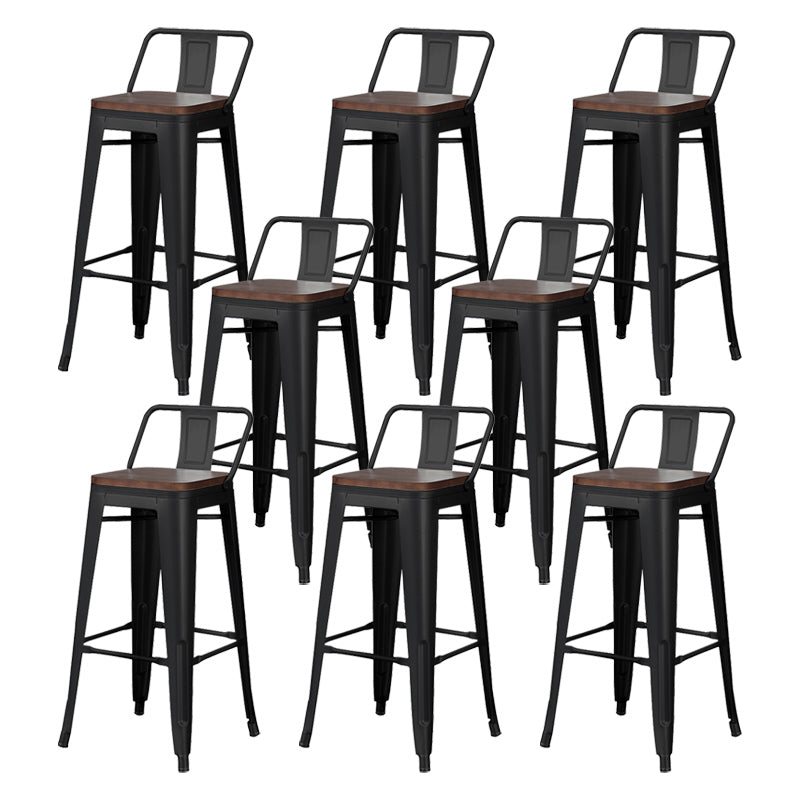 Industrial Wood Top Barstool Iron 4 Legs Bar Stool for Coffee Shop