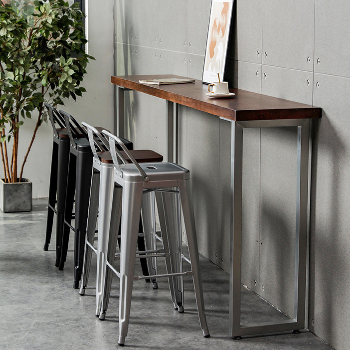 Industrial Wood Top Barstool Iron 4 Legs Bar Stool for Coffee Shop