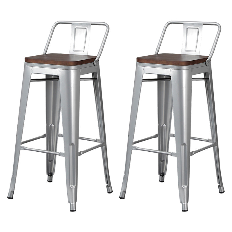 Industrial Wood Top Barstool Iron 4 Legs Bar Stool for Coffee Shop