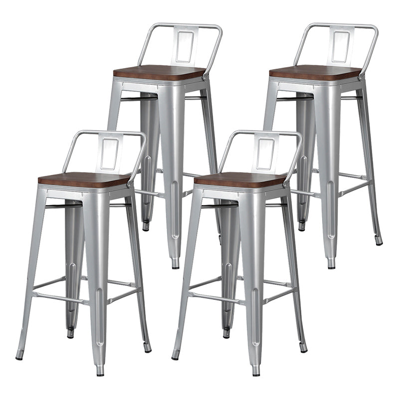 Industrial Wood Top Barstool Iron 4 Legs Bar Stool for Coffee Shop