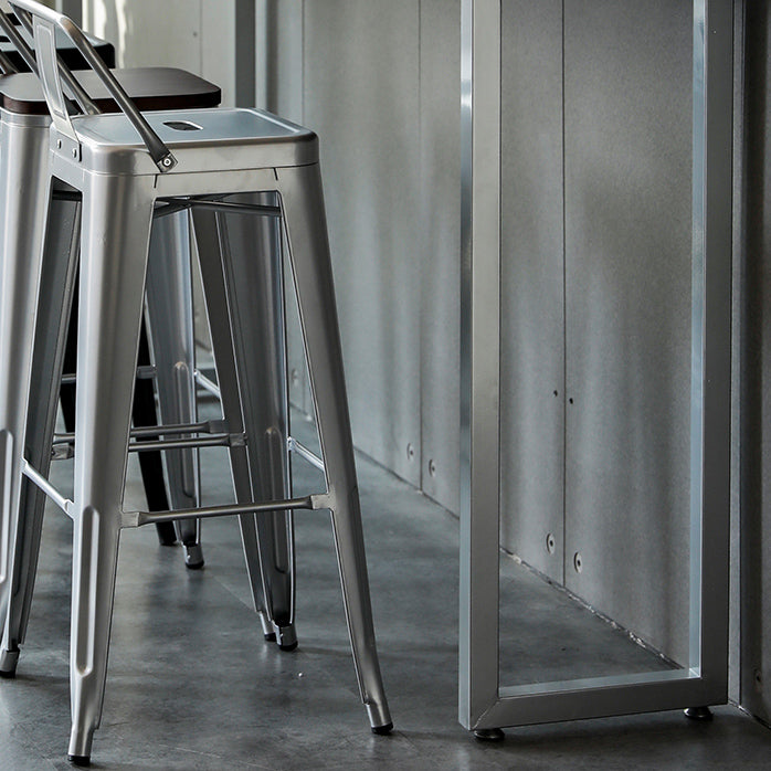 Industrial Wood Top Barstool Iron 4 Legs Bar Stool for Coffee Shop