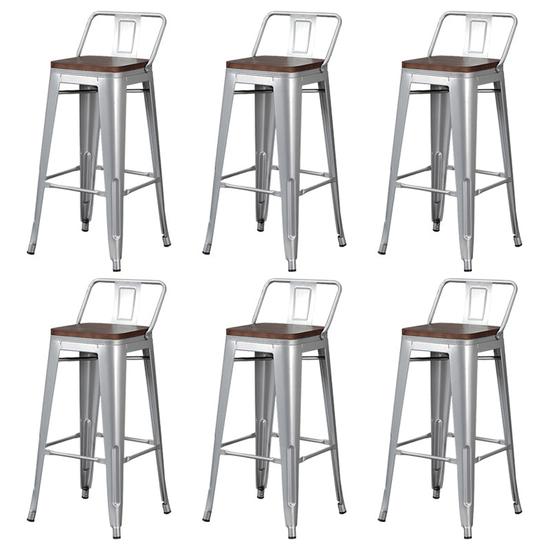 Industrial Wood Top Barstool Iron 4 Legs Bar Stool for Coffee Shop