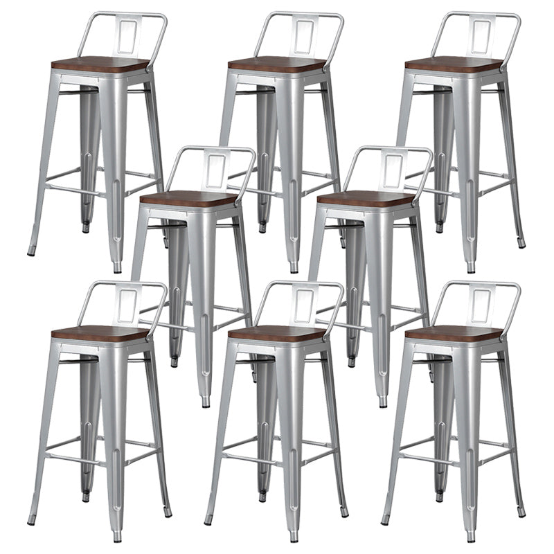Industrial Wood Top Barstool Iron 4 Legs Bar Stool for Coffee Shop
