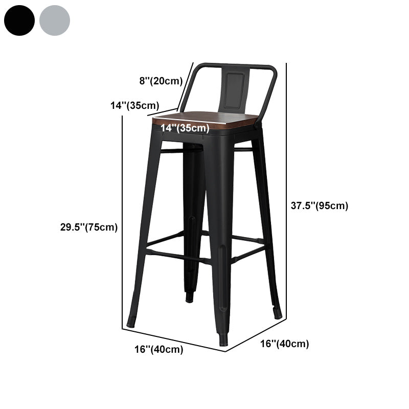 Industrial Wood Top Barstool Iron 4 Legs Bar Stool for Coffee Shop