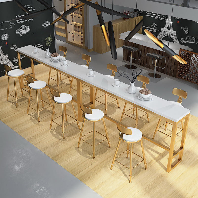 Coffee Shop Modern Barstool Circular Seat Bar Stool with Gold Base