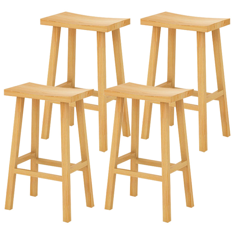Coffee Shop Simple Wood Barstool Indoor Wood 4 Legs Bar Stool with Pedal