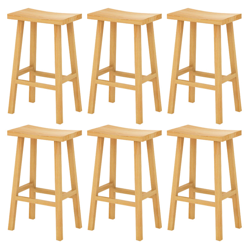 Coffee Shop Simple Wood Barstool Indoor Wood 4 Legs Bar Stool with Pedal