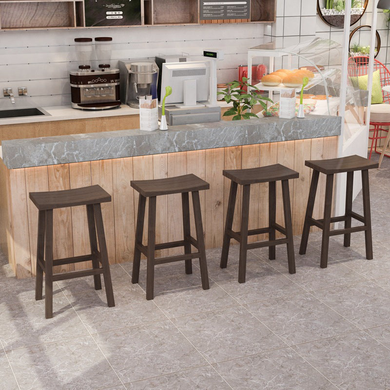 Coffee Shop Simple Wood Barstool Indoor Wood 4 Legs Bar Stool with Pedal