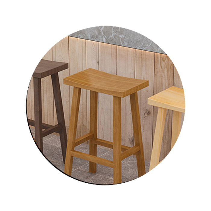 Coffee Shop Simple Wood Barstool Indoor Wood 4 Legs Bar Stool with Pedal
