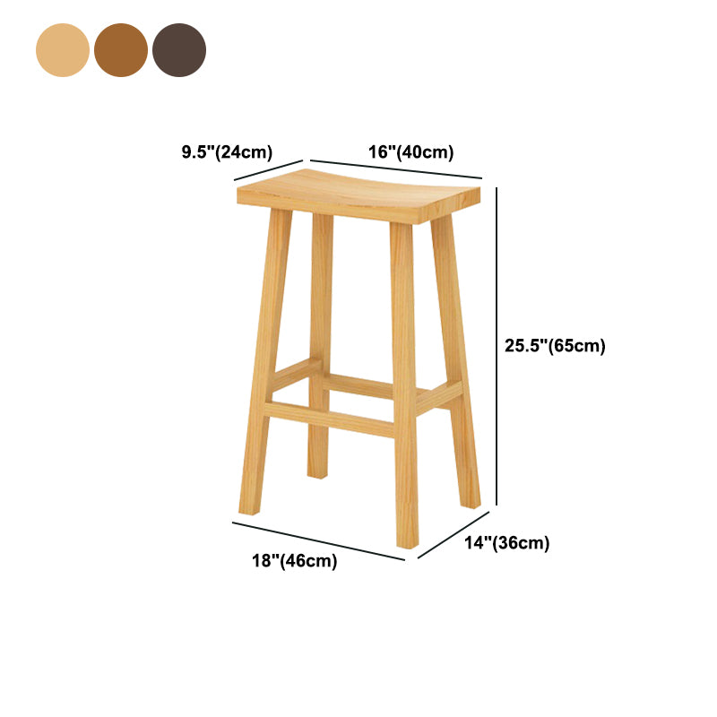 Coffee Shop Simple Wood Barstool Indoor Wood 4 Legs Bar Stool with Pedal