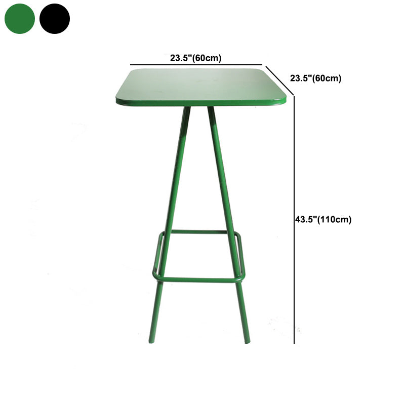 Industrial Square Bar Table Set 1/2 Pieces Pub Table with Iron Pedestal