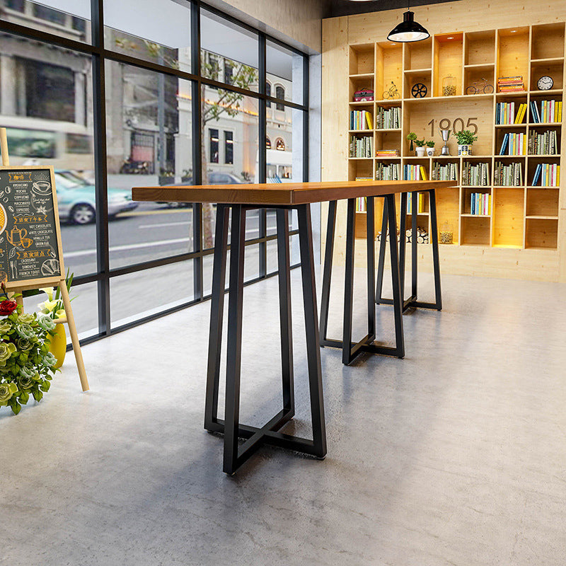 Industrial 1/9 Pieces Bar Table Set Rectangle Pine Wood Counter Table with High Stools