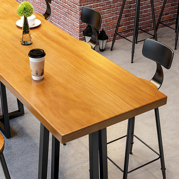 Industrial 1/9 Pieces Bar Table Set Rectangle Pine Wood Counter Table with High Stools