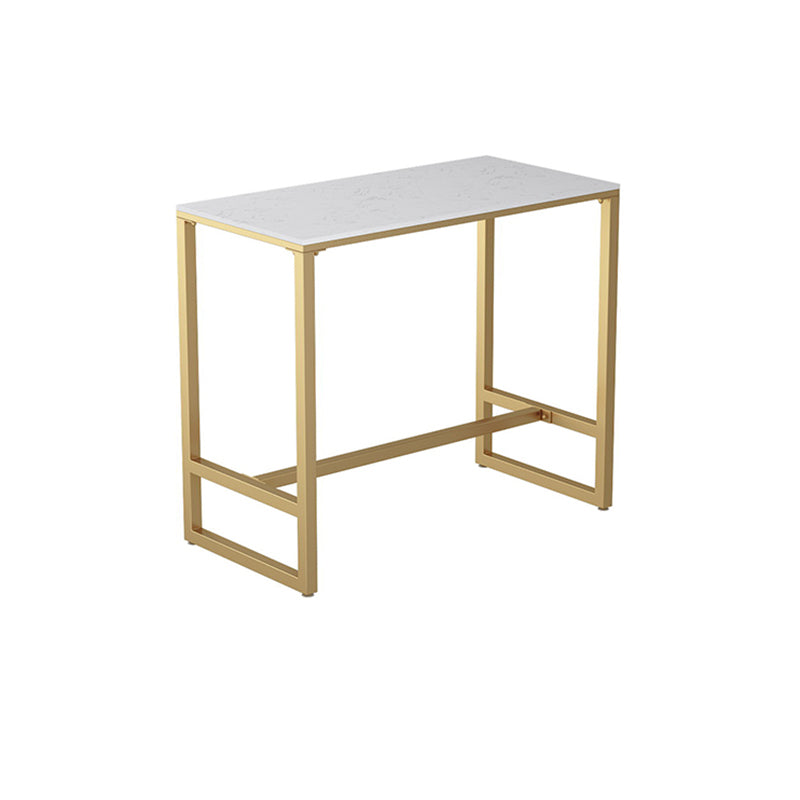 1/3/5 Pieces Glam Iron Bar Table Set White Faux Marble Top Bistro Set with Footrest