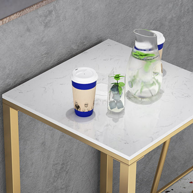 1/3/5 Pieces Glam Iron Bar Table Set White Faux Marble Top Bistro Set with Footrest