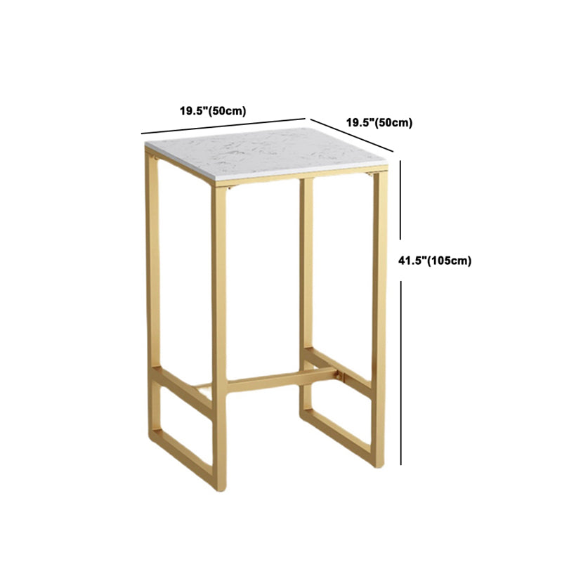 1/3/5 Pieces Glam Iron Bar Table Set White Faux Marble Top Bistro Set with Footrest