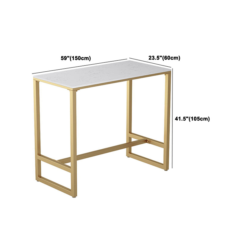 1/3/5 Pieces Glam Iron Bar Table Set White Faux Marble Top Bistro Set with Footrest