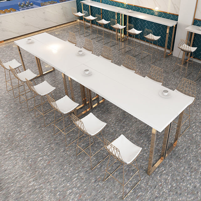 Glam 1/4/7 Pieces Bar Table Set Rectangle Stone Counter Table with High Stools