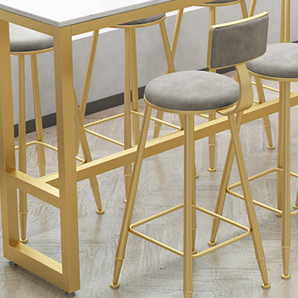 1/5/9 Pieces Glam Iron Bar Table Set Rectangle White Faux Marble Bistro Set with Footrest