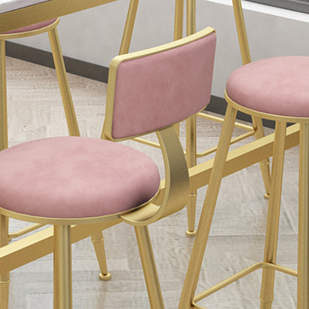 1/5/9 Pieces Glam Iron Bar Table Set Rectangle White Faux Marble Bistro Set with Footrest