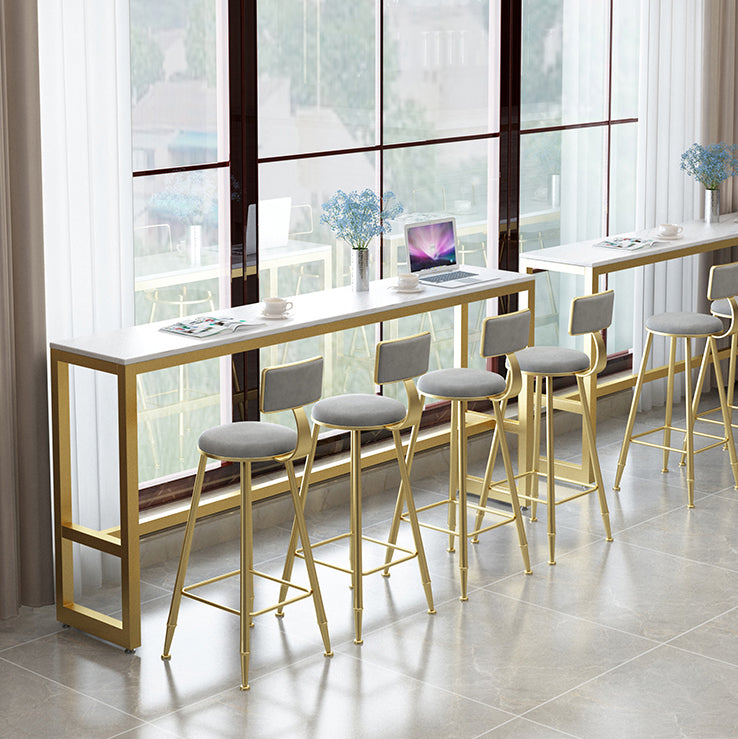 1/5/9 Pieces Glam Iron Bar Table Set Rectangle White Faux Marble Bistro Set with Footrest