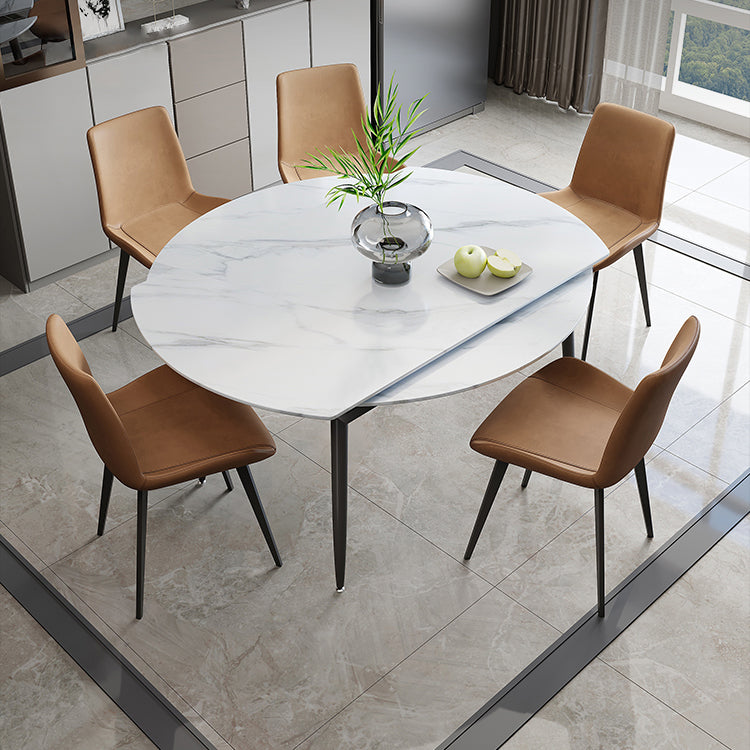Contemporary Style Round Dining Table Set 1/4/6/7 Pieces Sintered Stone Dining Set