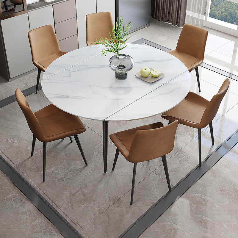 Contemporary Style Round Dining Table Set 1/4/6/7 Pieces Sintered Stone Dining Set