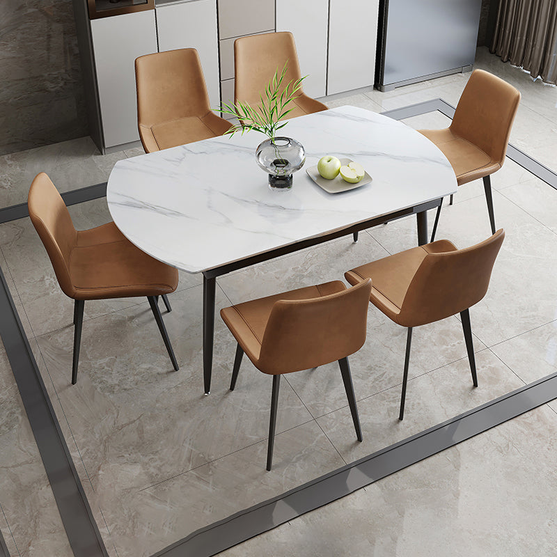 Contemporary Style Round Dining Table Set 1/4/6/7 Pieces Sintered Stone Dining Set