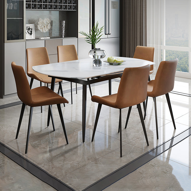 Contemporary Style Round Dining Table Set 1/4/6/7 Pieces Sintered Stone Dining Set