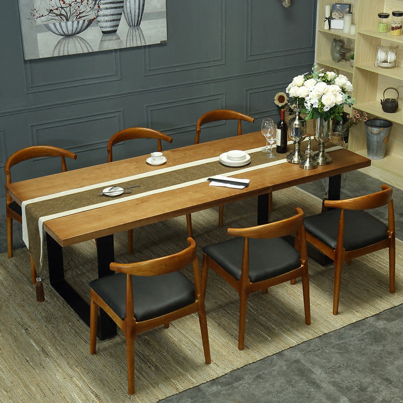 Indoor Industrial Dinette Set 1/2/5/7 Pieces Solid Wood and Metal Table Set