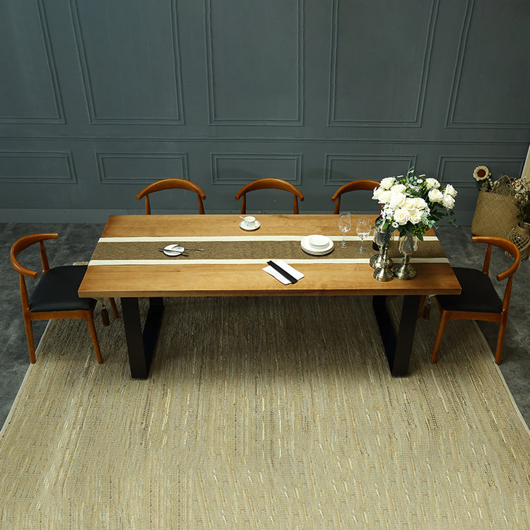 Indoor Industrial Dinette Set 1/2/5/7 Pieces Solid Wood and Metal Table Set