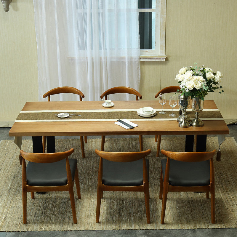 Indoor Industrial Dinette Set 1/2/5/7 Pieces Solid Wood and Metal Table Set