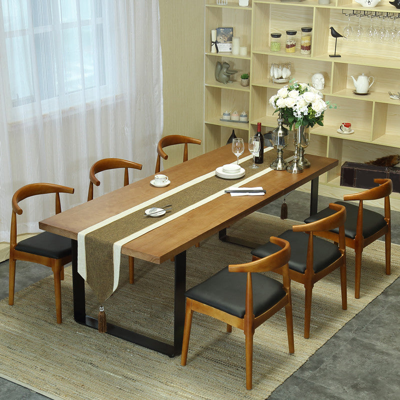 Indoor Industrial Dinette Set 1/2/5/7 Pieces Solid Wood and Metal Table Set
