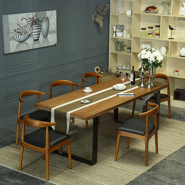 Indoor Industrial Dinette Set 1/2/5/7 Pieces Solid Wood and Metal Table Set
