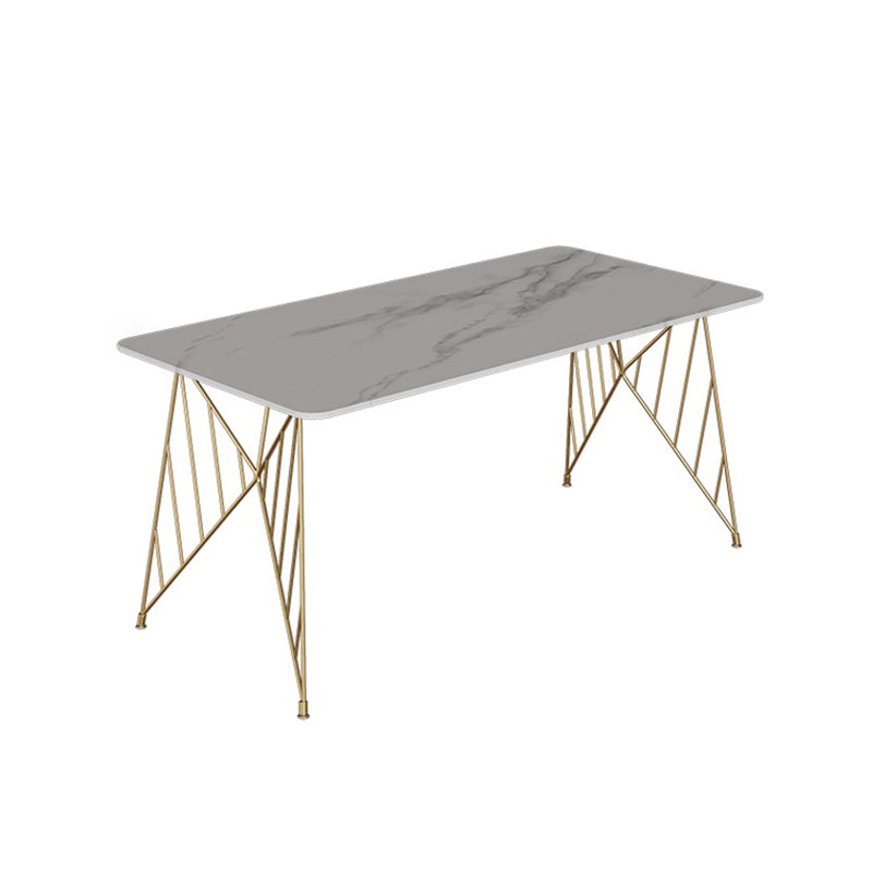 Glam Stone Top Dining Table Set 1/2/5 Pieces Rectangle White Indoor Dinette Set