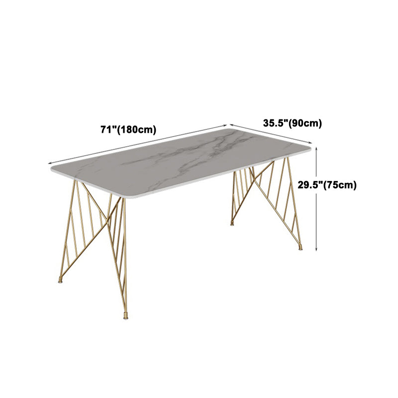 Glam Stone Top Dining Table Set 1/2/5 Pieces Rectangle White Indoor Dinette Set
