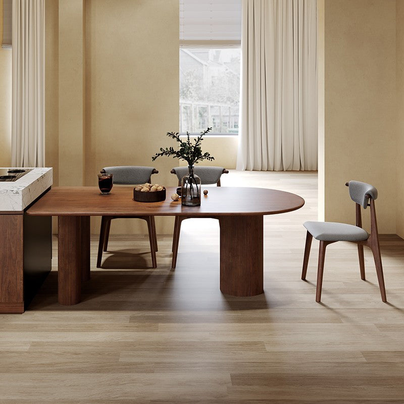 Free Form Dining Table Modern 3 Legs Wood Color Fixed Table of Solid Wood