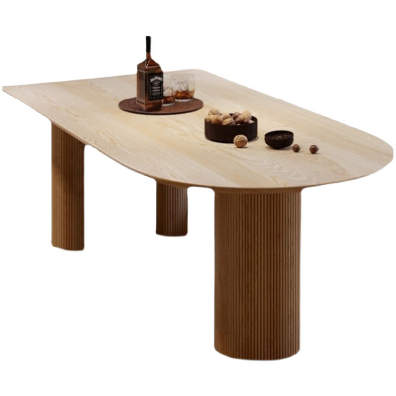 Free Form Dining Table Modern 3 Legs Wood Color Fixed Table of Solid Wood