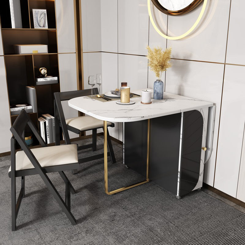 59'' Foldable Rectangle Dining Table Medieval Modern Table with Storage Trestle Base